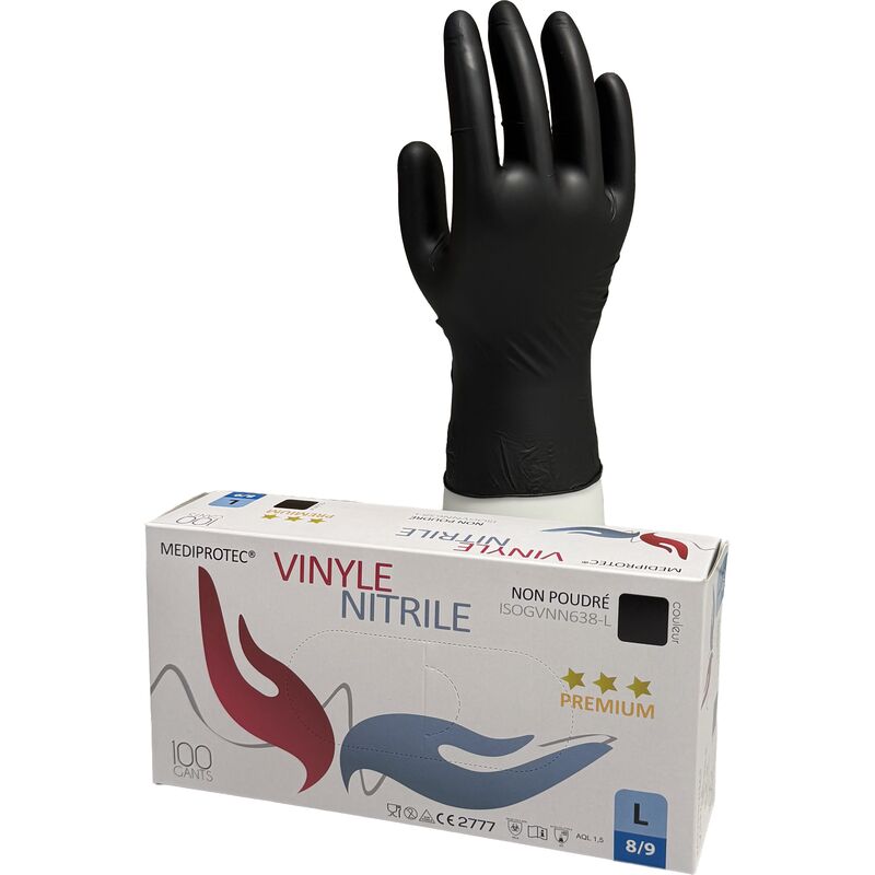 Gant vinyle nitrile noir non poudré – Image 2